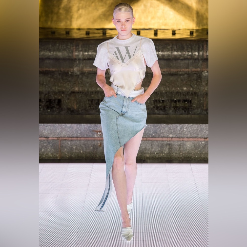 Alexander Wang spring 2020 ready to wear asymmetrical denim skirt